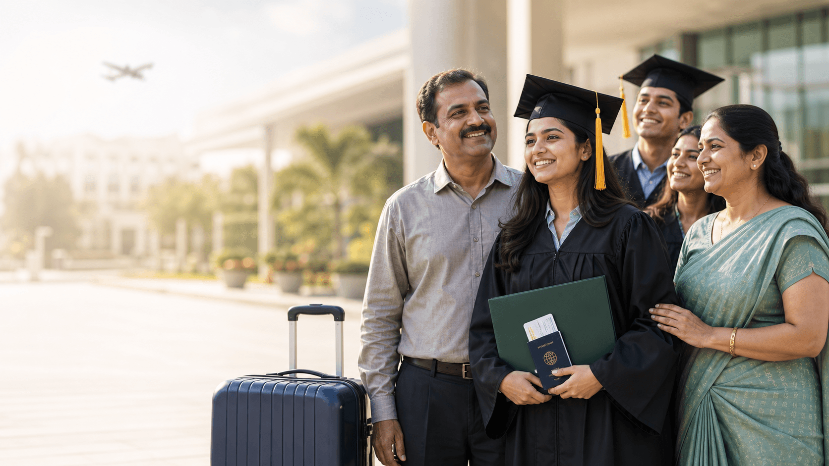 Indian student and family preparing for education funding and study planning
